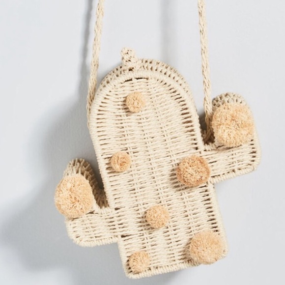 Modcloth Handbags - ModCloth Cactus Woven Straw Pom Pom Crosbody